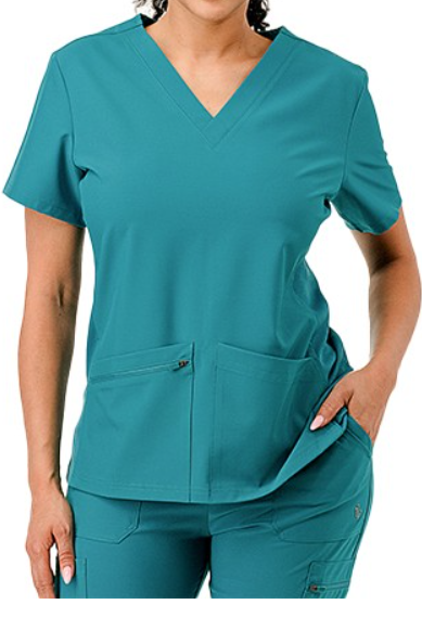 Scrub Top with Side Rib and Scrubs Jogger Pants (Teal)