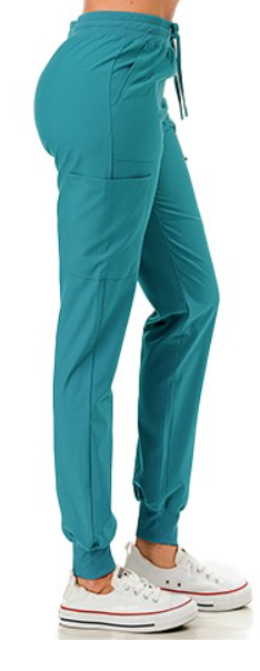Scrub Top with Side Rib and Scrubs Jogger Pants (Teal)
